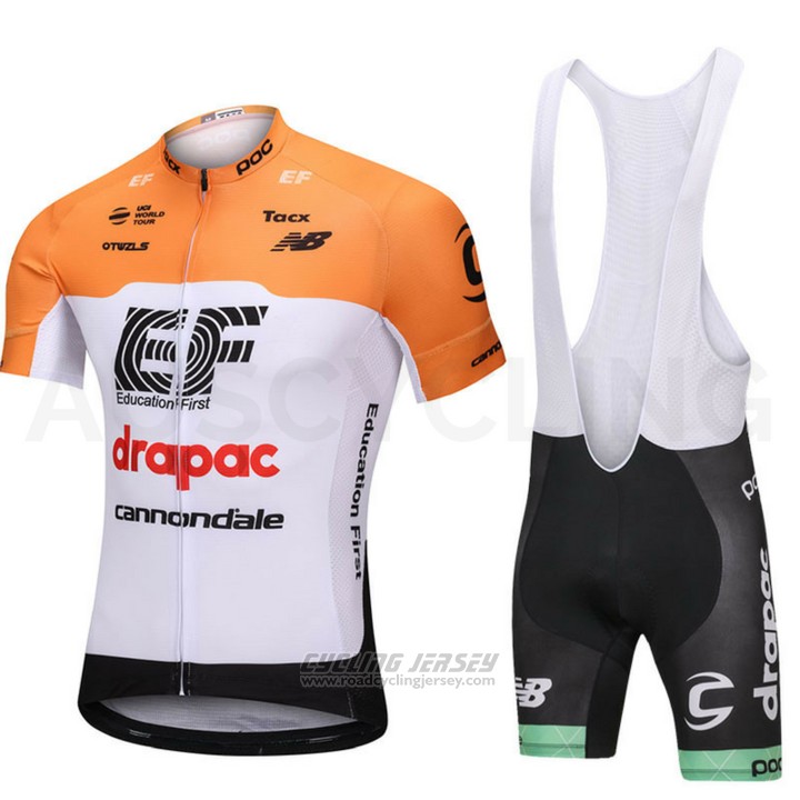 2018 Cycling Jersey Cannondale Drapac White and Orange Short Sleeve and Bib Short